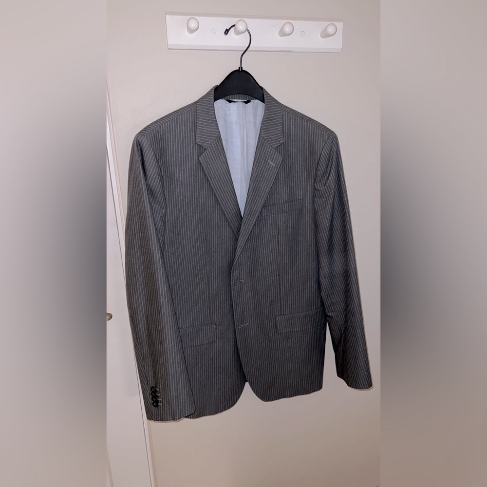 Banana Republic Sport Coat/Blazer 44R Gray Pinstripe